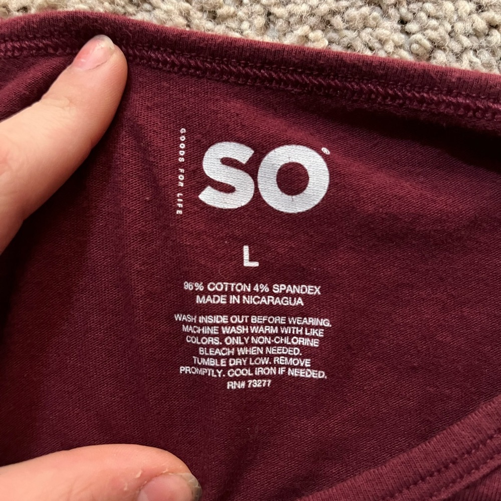 SO Burgundy Cotton Blend Tee